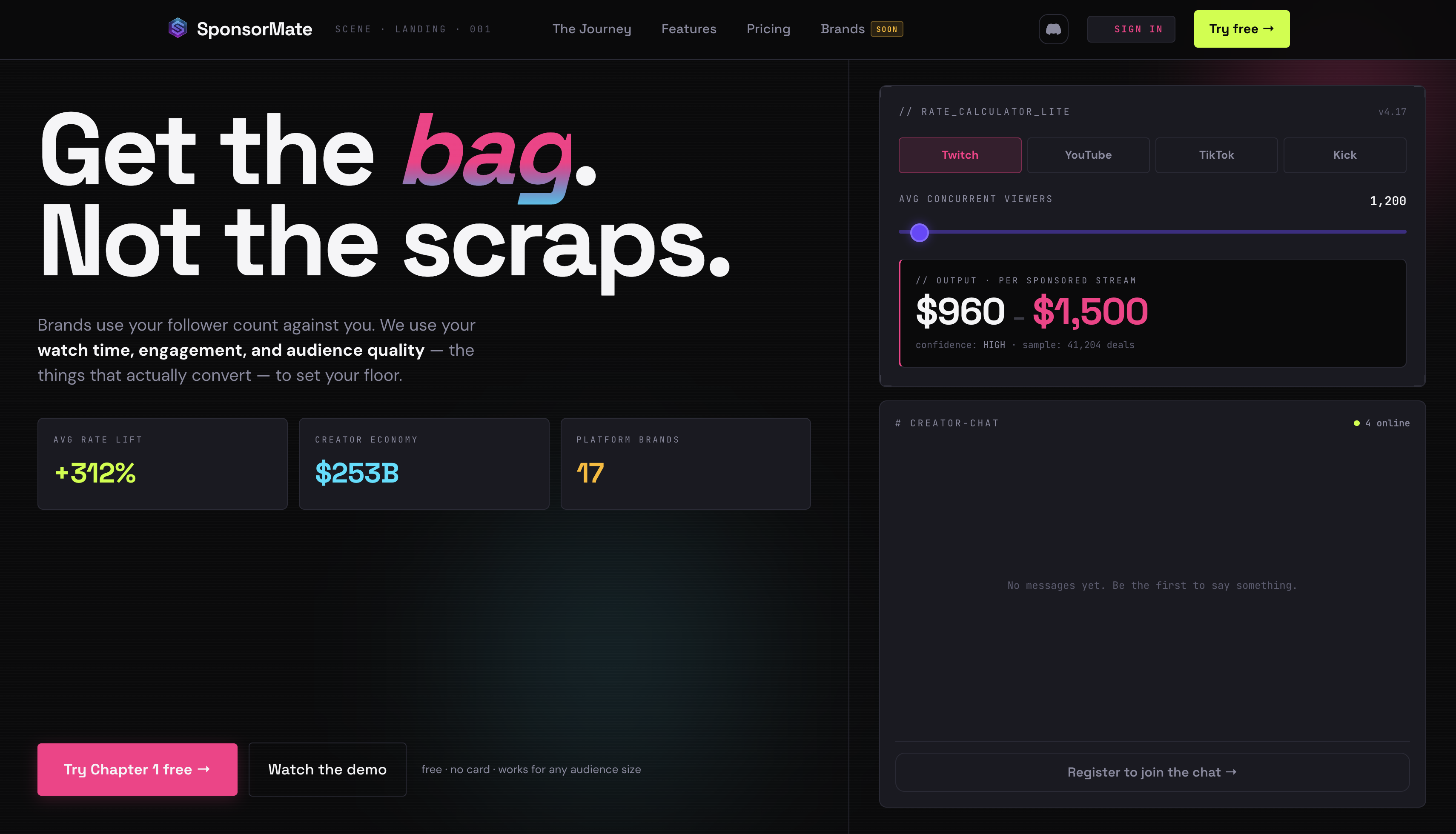 Screenshot of SponsorMate main page
