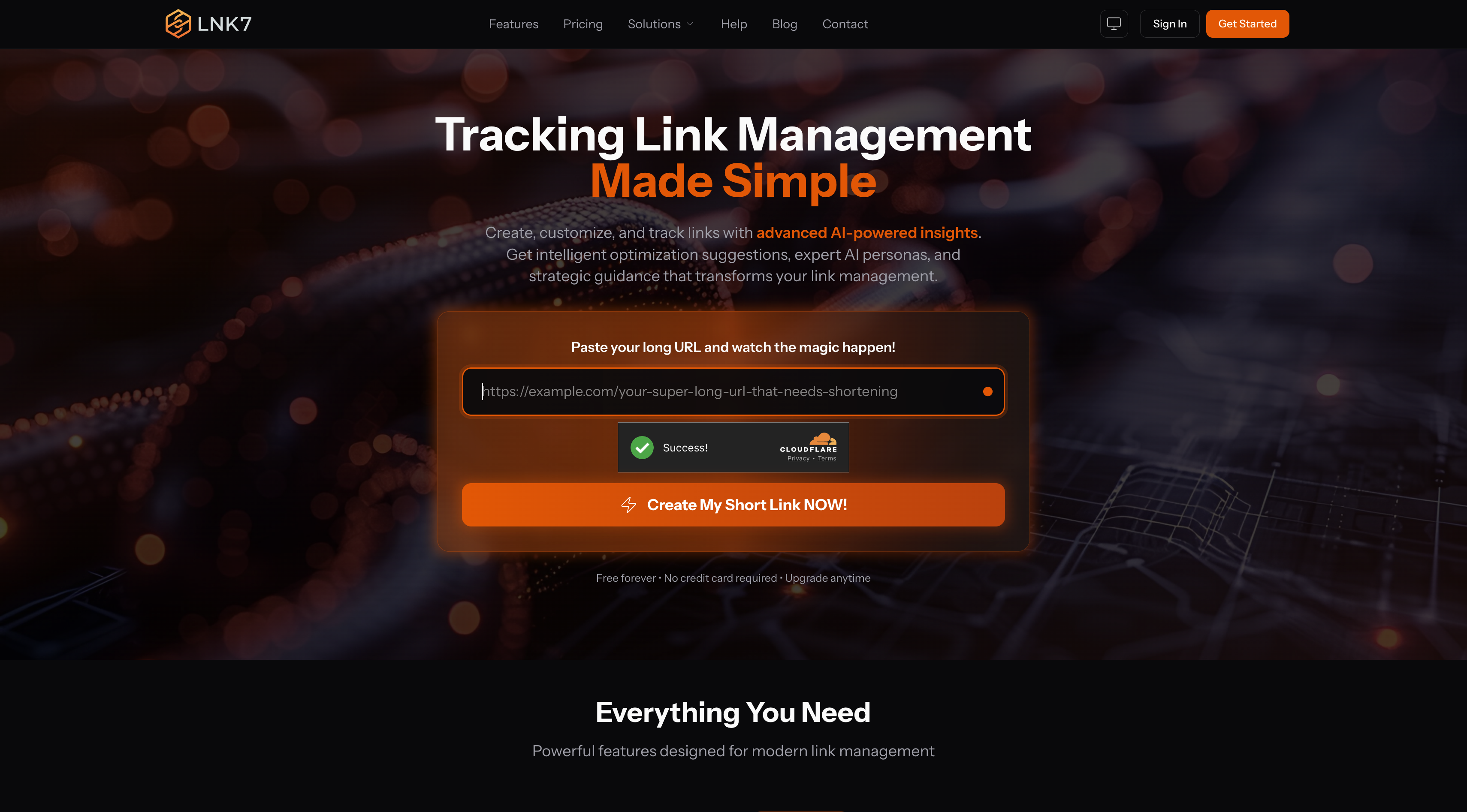 Screenshot of LNK7 main page